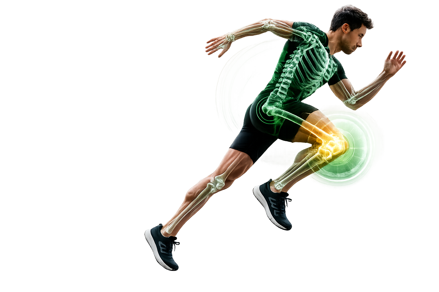 Athlete with x-ray skeleton